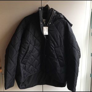 H&M black quilted jacket size large